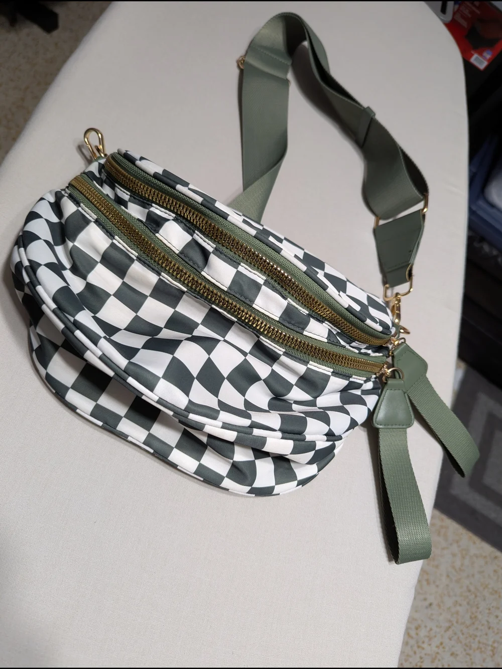 Checkerboard Crossbody Bag in Black & White